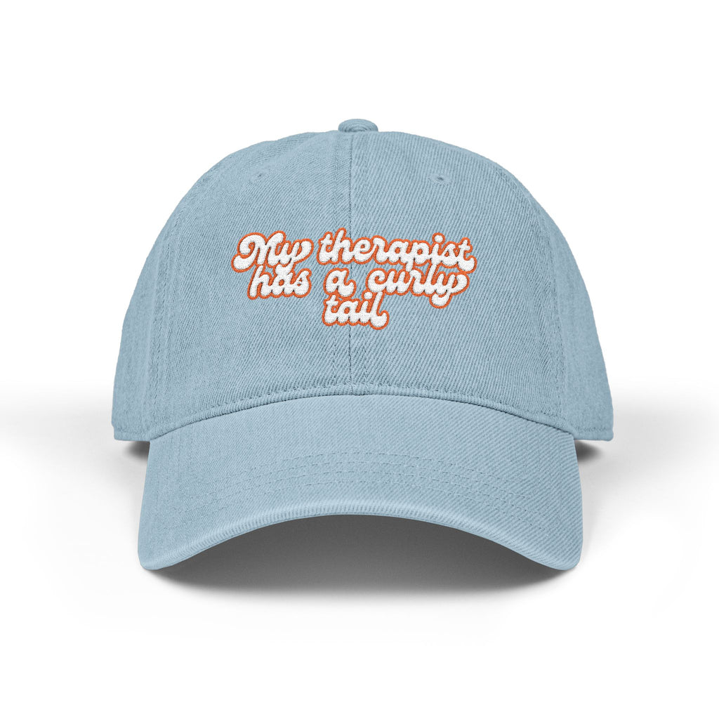 Pug Therapist Wholesome Meme Embroidered Denim Hat
