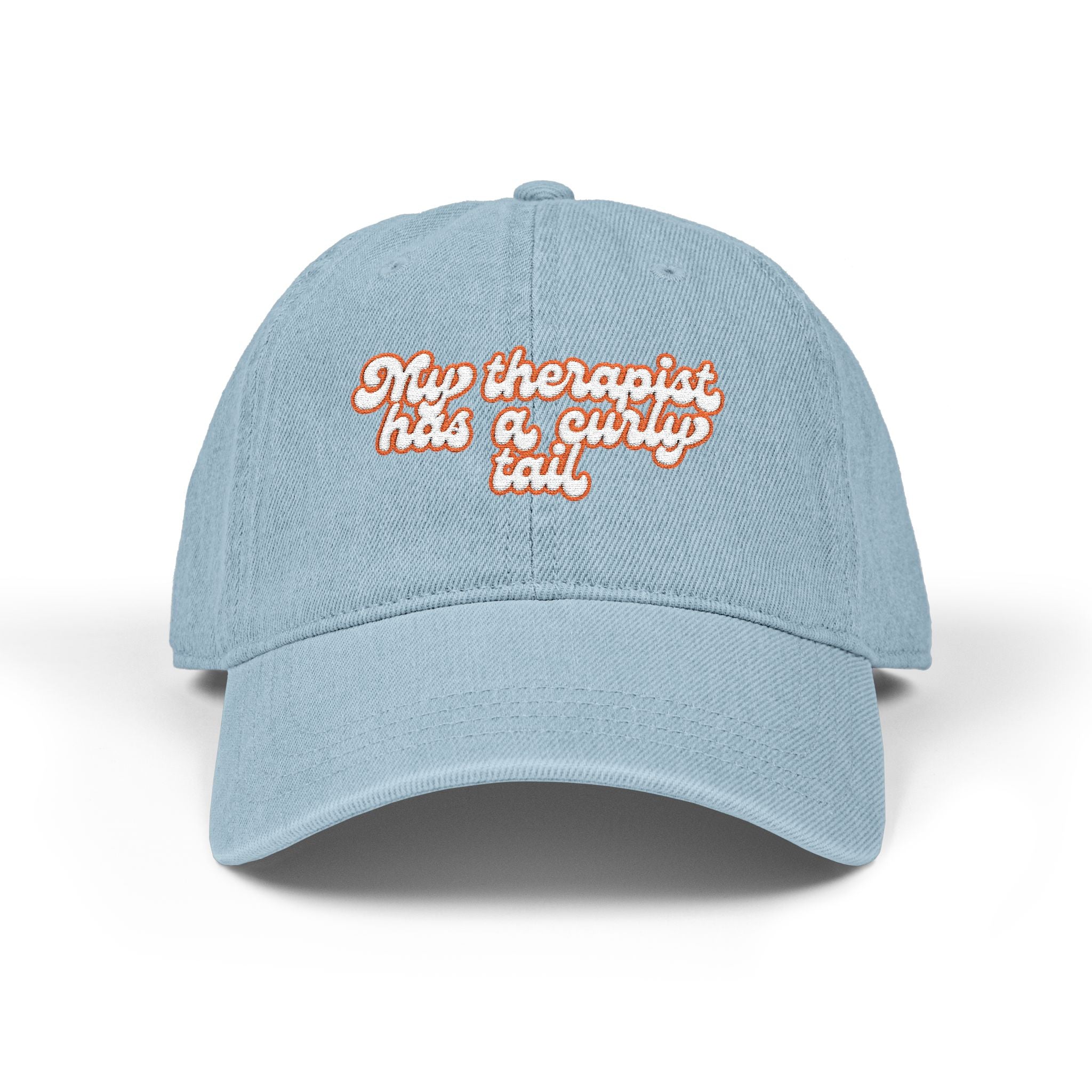 Pug Therapist Wholesome Meme Embroidered Denim Hat