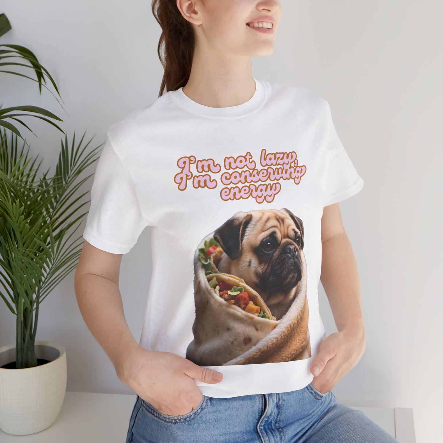 Funny Pug Burrito Tee Unisex Jersey Short Sleeve