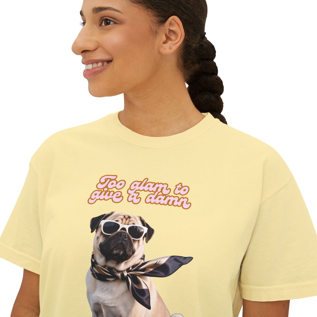 Boxy Tee Too Glam Pug Bougie Women's T-Shirt