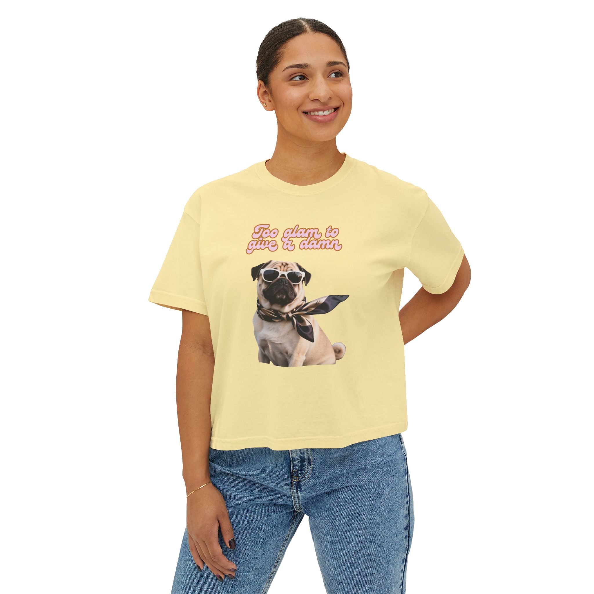 Boxy Tee Too Glam Pug Bougie Women's T-Shirt