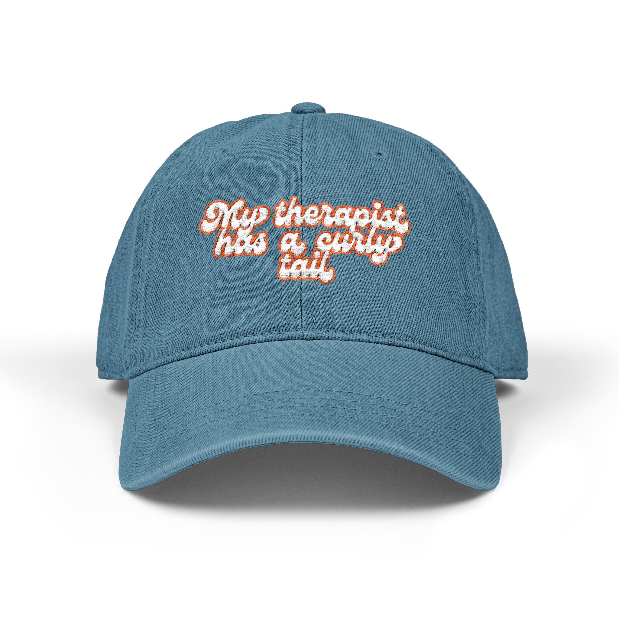 Pug Therapist Wholesome Meme Embroidered Denim Hat